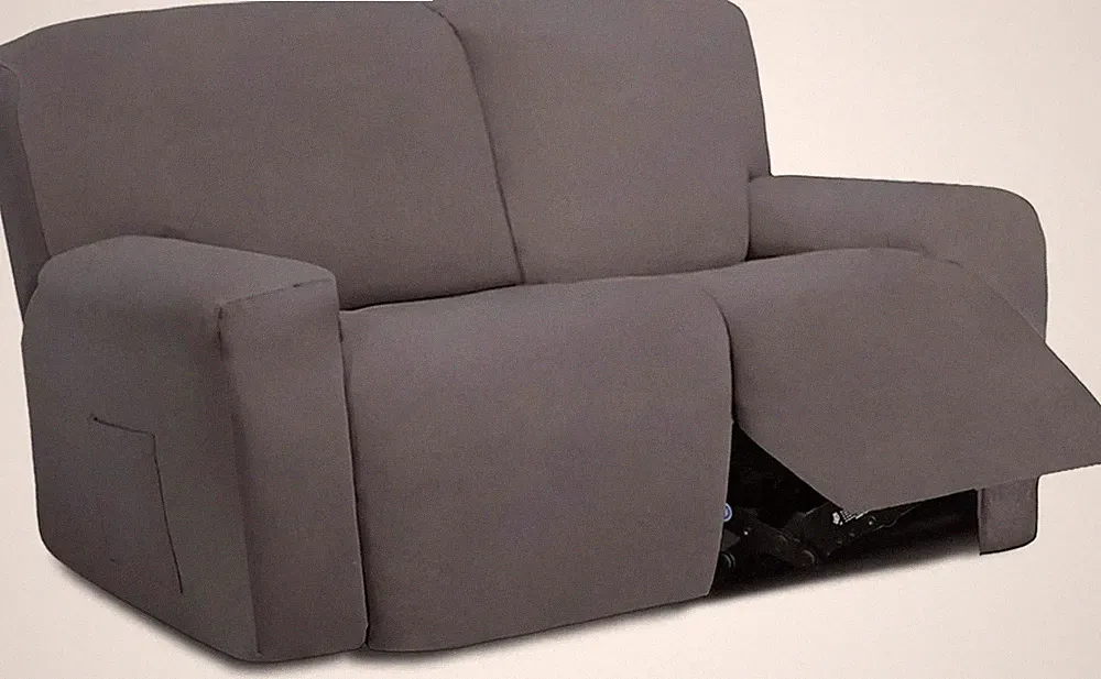 6 Pieces Microfiber Stretch Sectional Recliner Sofa Slipcover Soft Fitted Gray