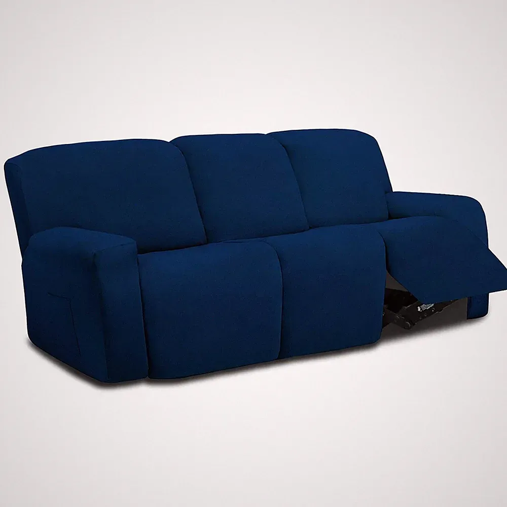 8 Pieces Microfiber Stretch Sectional Recliner Sofa Slipcover Soft Fitted Fle...
