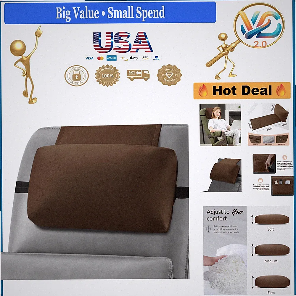 Adjustable Recliner Pillow Head Support Memory Foam Neck Cushion Charcoal
