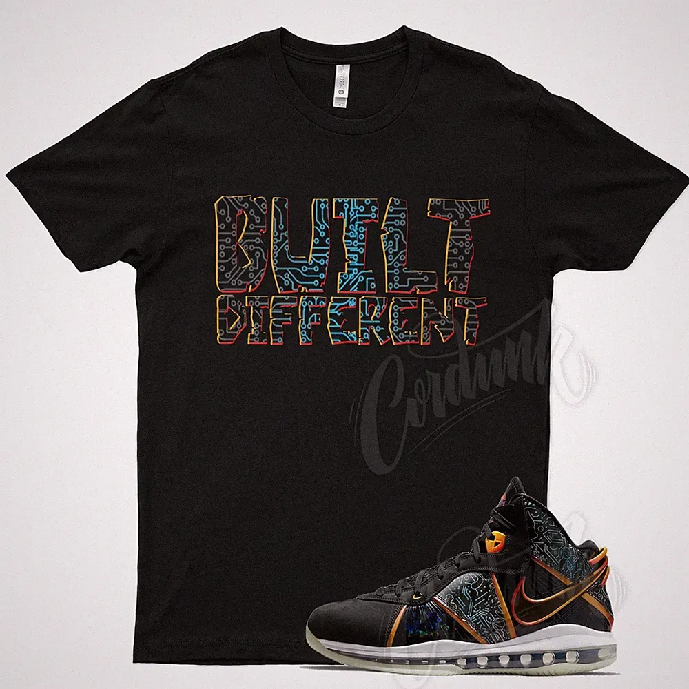 Black BUILT Shirt for Lebron 8 Space Computer Chip Squad Air Force 1