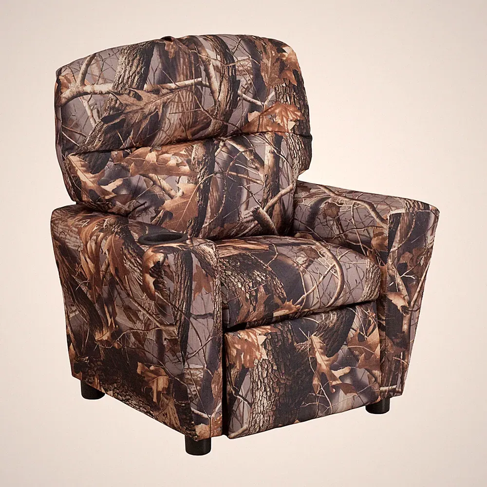 Camouflage Kids Recliner Chair with Cup Holder Comfortable Safe Durable