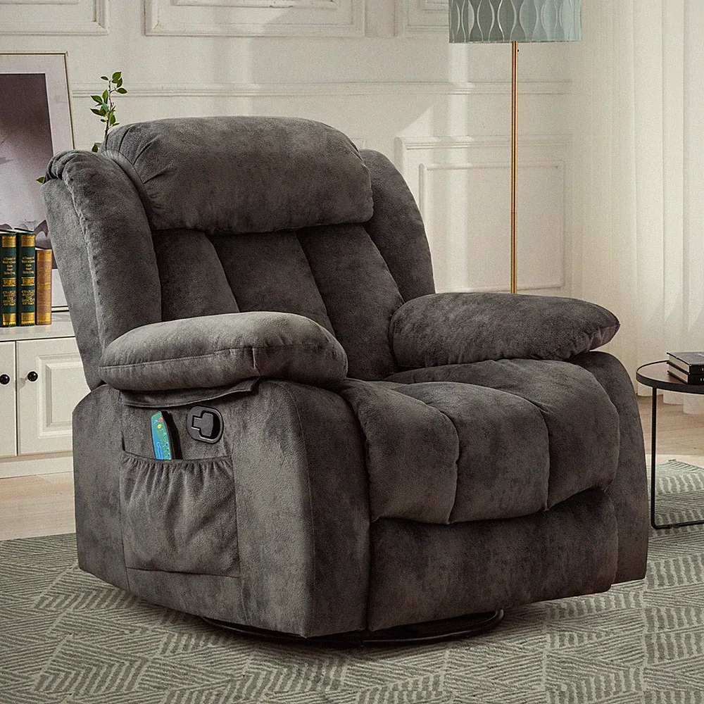 EBELLO Massage Swivel Rocker Recliner Chair w/ Heat & Vibration Manual Recliner