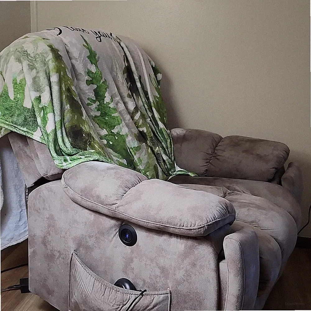 Electric Recliner Armchair Beige Microfiber Pad Arm Contemporary Modern