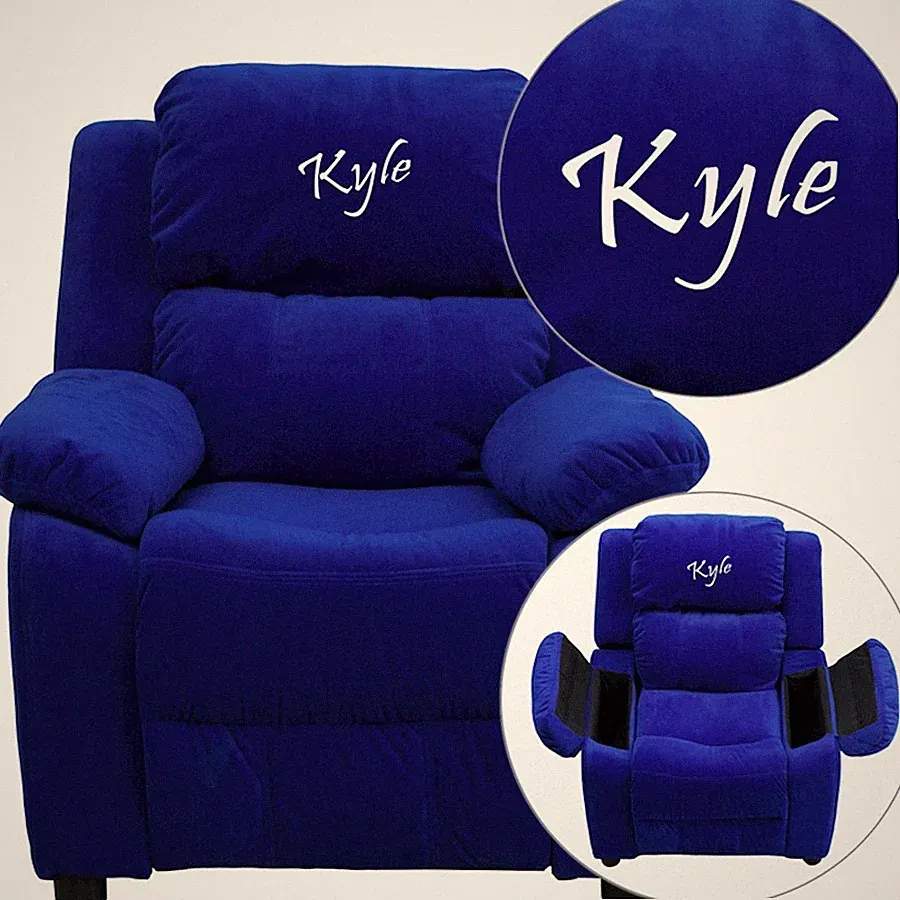 Flash Furniture Blue Microfiber Kids Recliner- BT-7985-KID-MIC-BLUE-EMB-GG