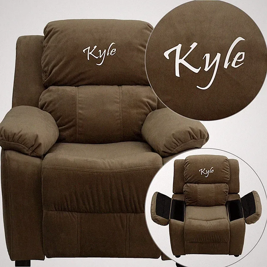 Flash Furniture Brown Microfiber Kids Recliner- BT-7985-KID-MIC-BRN-EMB-GG