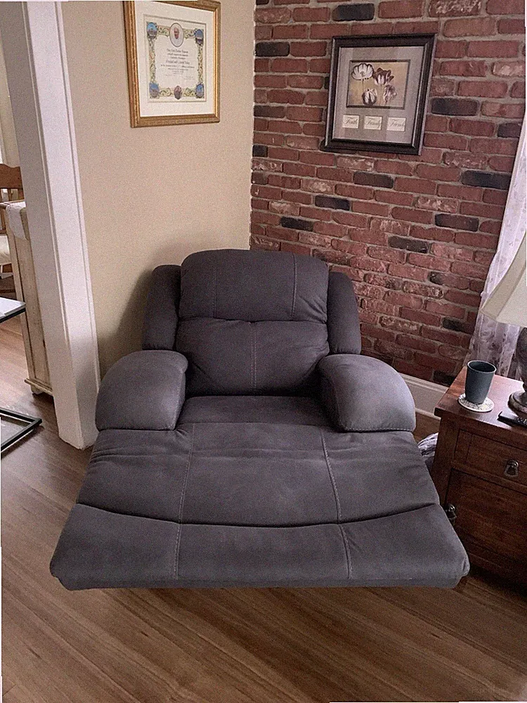 Gray Electric Recliner Armchair Microfiber High Back USB Port Living Room