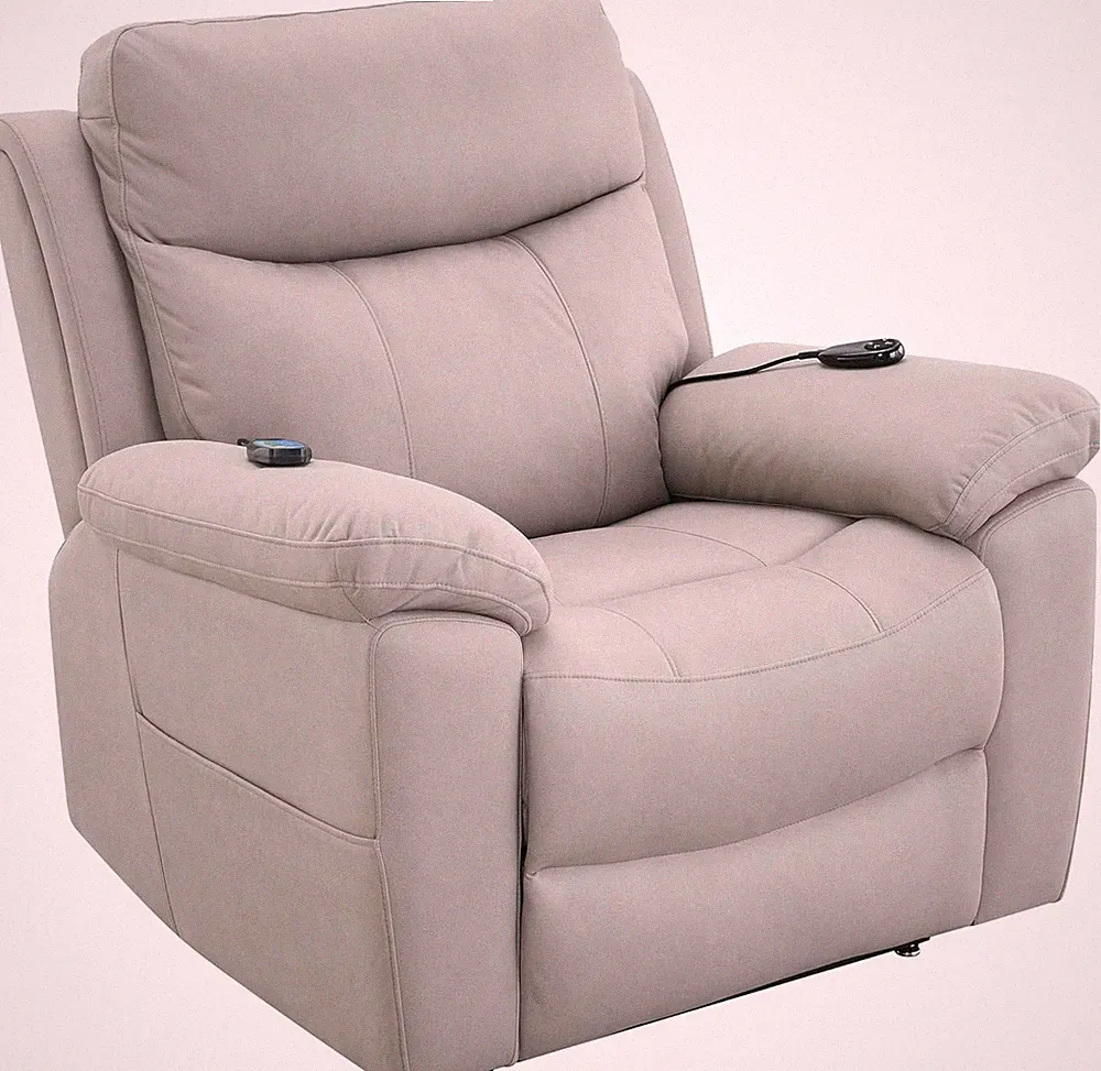 Gray Microfiber Power Recliner with Lift & Massage - Ultimate Comfort