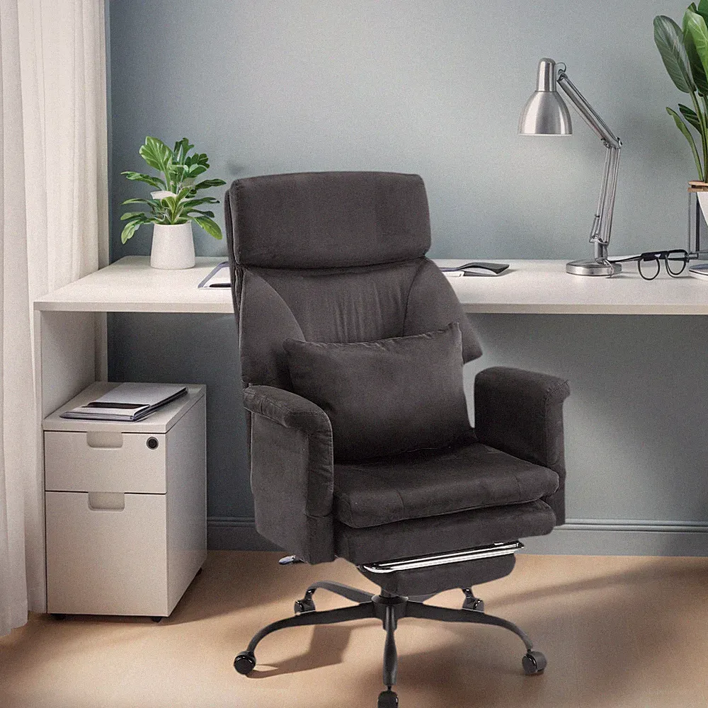 Home Office Chair with Footrest, High-Back PU Leather Computer Desk Chairs