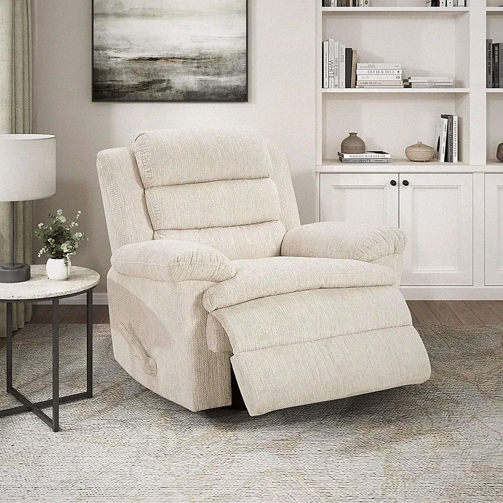 Lexicon Swivel Glider Reclining Chair Microfiber Manual Recliner Comfy BEIGE