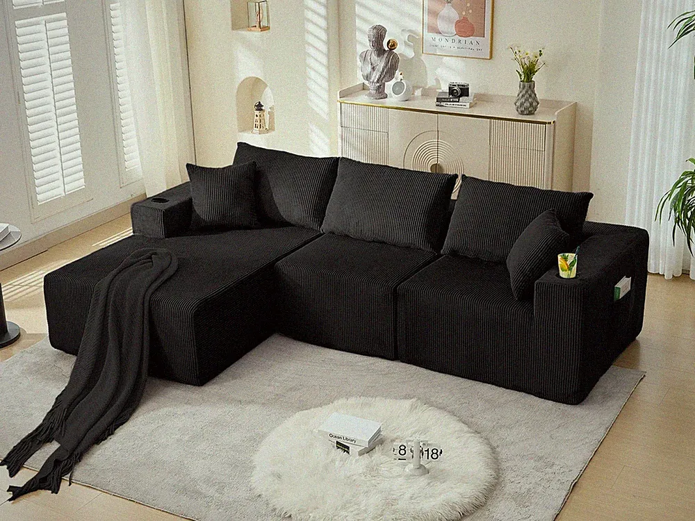 Microfiber Sectional Couch with Recliners