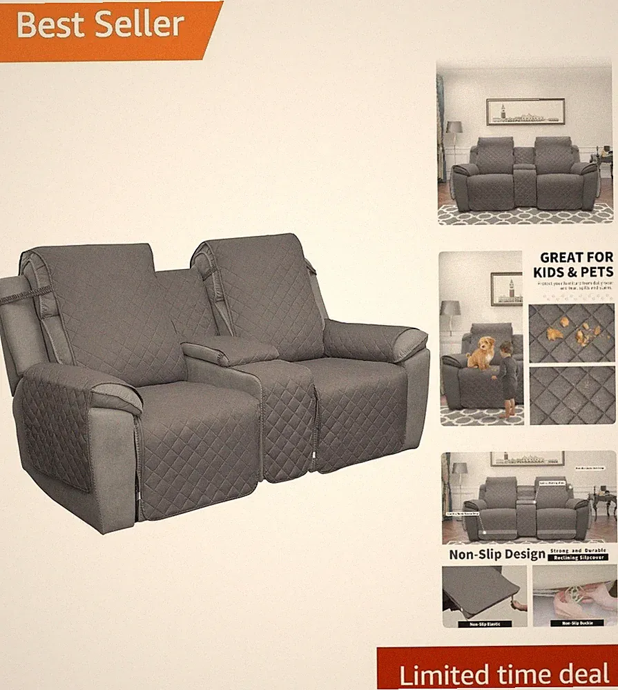 Machine Washable Loveseat Cover - Quilted & Water Resistant for Family Living