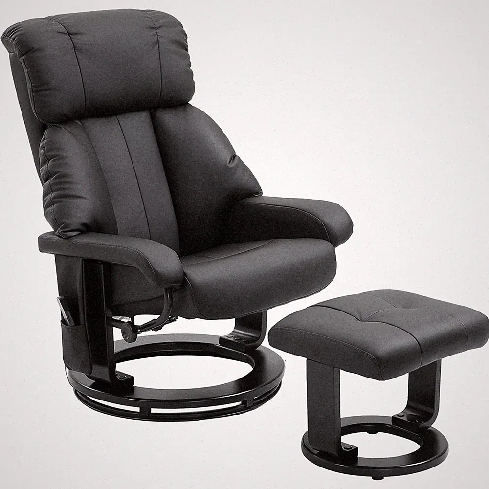 Massage Recliner Chair with Ottoman, 360° Swivel Recliner and Footstool, 10 Poin