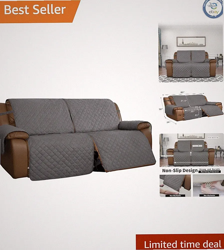 Microfiber Loveseat Recliner Cover for Dogs, Reversible and Elegant Design