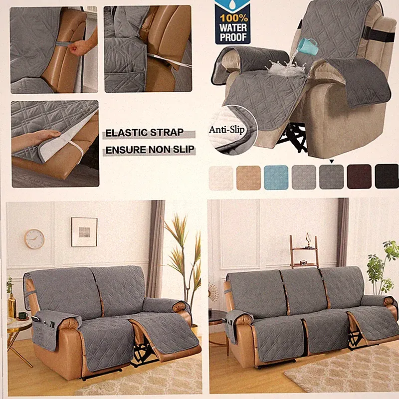 Recliner Chair Cover Slipcover Reversible Seat Protector Anti-Slip Sofa Soft