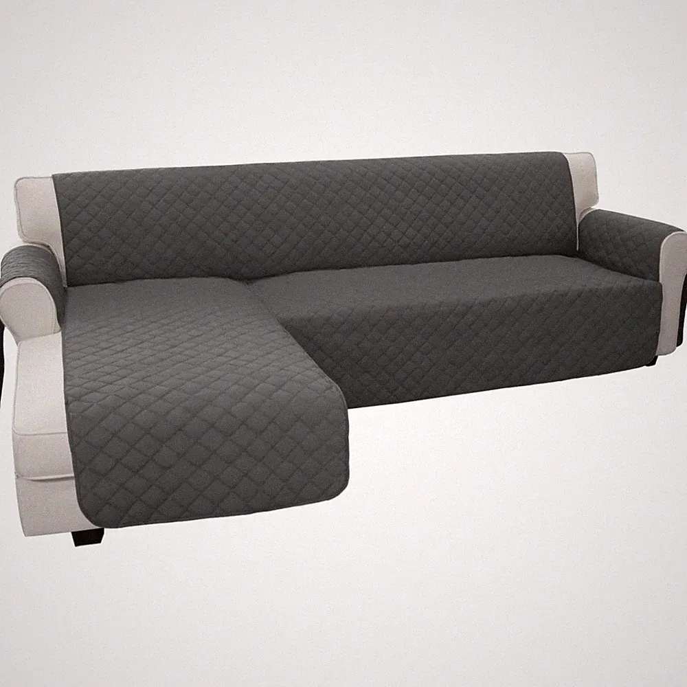 Reversible L-Shaped Sofa Cover - Pet-Friendly - Dark Gray''
