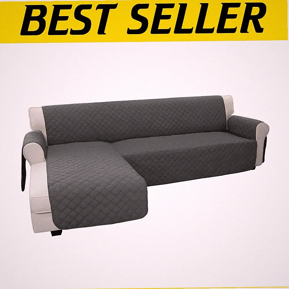 Reversible Sectional Couch Cover, Dark Gray, Large*