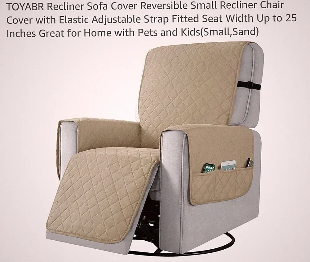 TOYABR Recliner Sofa Cover Reversible Small Recliner Chair Cover with Elastic...