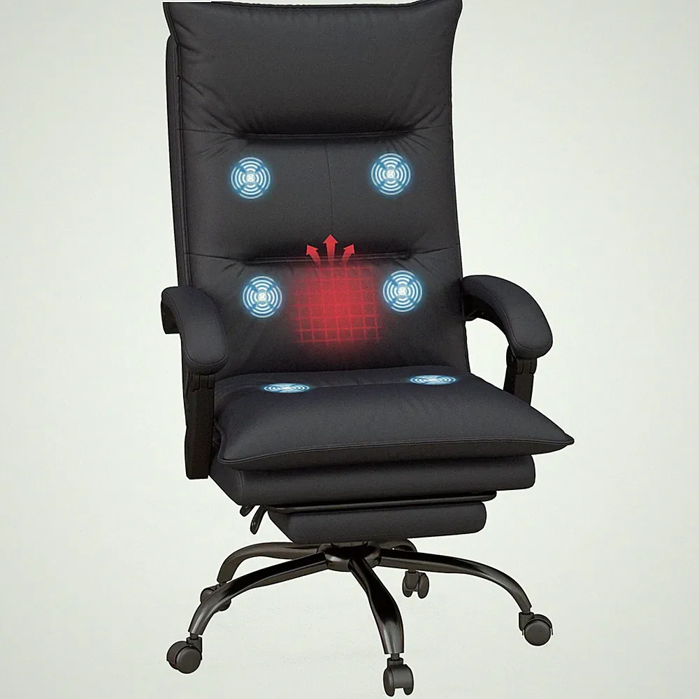 Vinsetto Microfiber Office Chair with Massage, Heat, Footrest, Gray