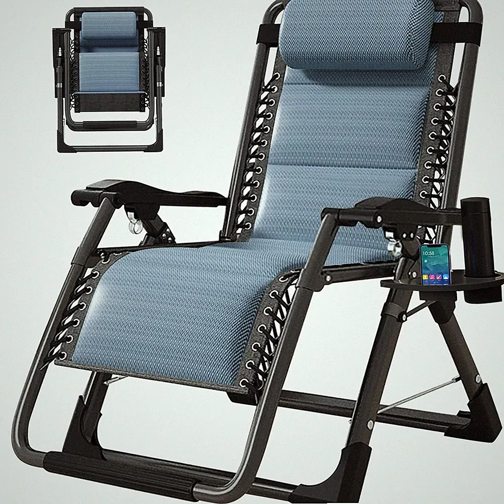 Zero Gravity Chair Ice Touch Silk Patio Lounger Relaxing Recliner with Headrest