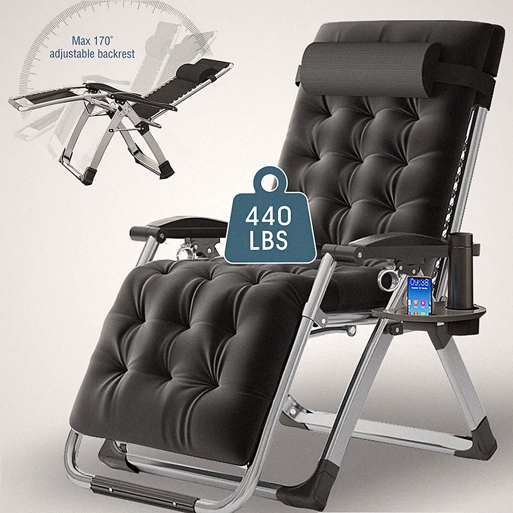 Zero Gravity Chair Padded Lounge Chair with Side Table Recliner Chair Load 440lb