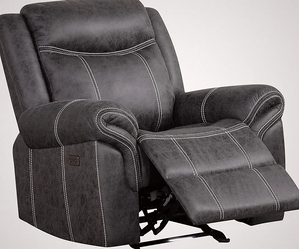 Zubaida Dark Gray Microfiber Power Motion Glider Recliner